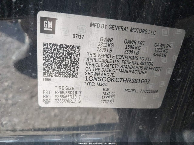 1GNSCGKC7HR381697 Chevrolet Suburban Ls