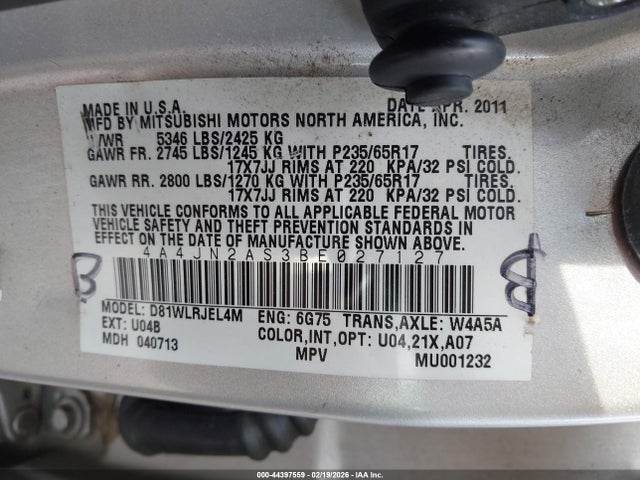 2011 MITSUBISHI ENDEAVOR 4A4JN2AS3BE027127 Photo 8