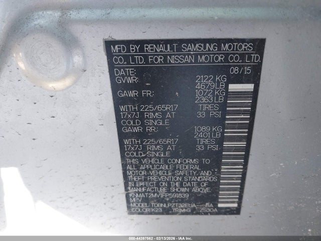 Nissan ROGUE S 2015 KNMAT2MV1FP591839 Image 9