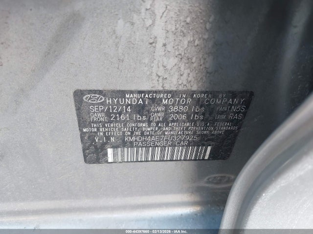 KMHDH4AE7FU327925 Hyundai Elantra Limited