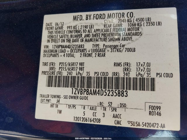 Продаж на аукціоні авто 2013 Ford Mustang V6, vin: 1ZVBP8AM4D5235883, номер лоту: 44397668