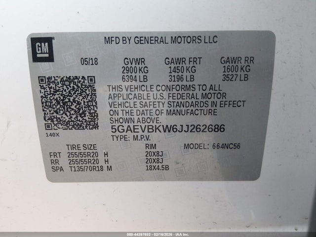 5GAEVBKW6JJ262686 Buick Enclave Premium