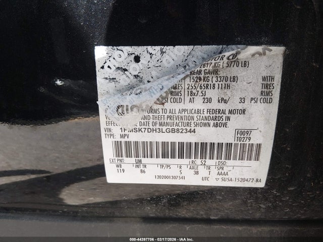 2020 FORD EXPLORER 1FMSK7DH3LGB82344 Photo 8