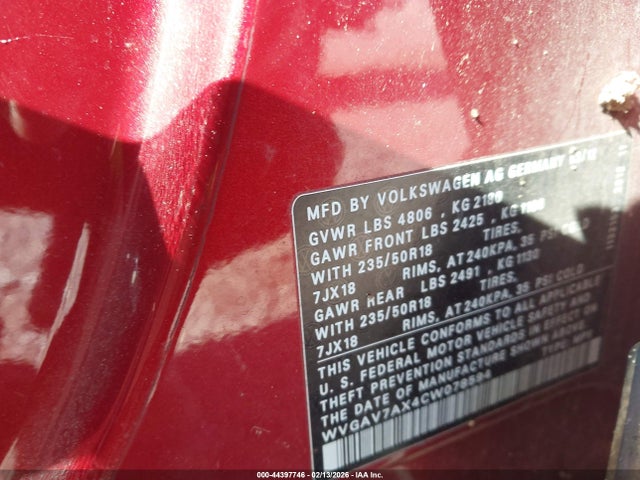 2012 VOLKSWAGEN TIGUAN WVGAV7AX4CW078594 Photo 8