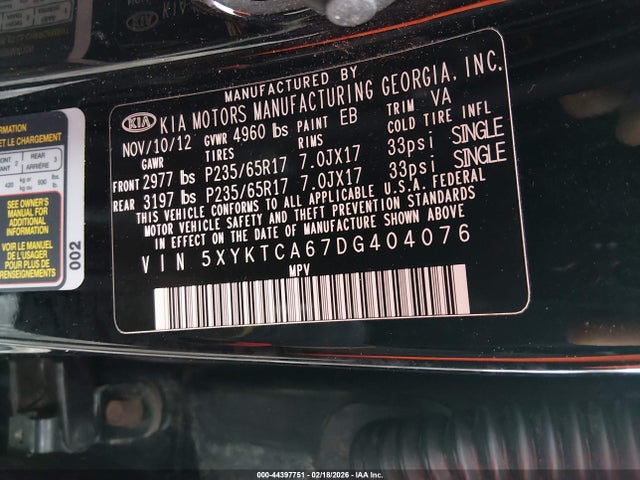 2013 KIA SORENTO 5XYKTCA67DG404076 Photo 8