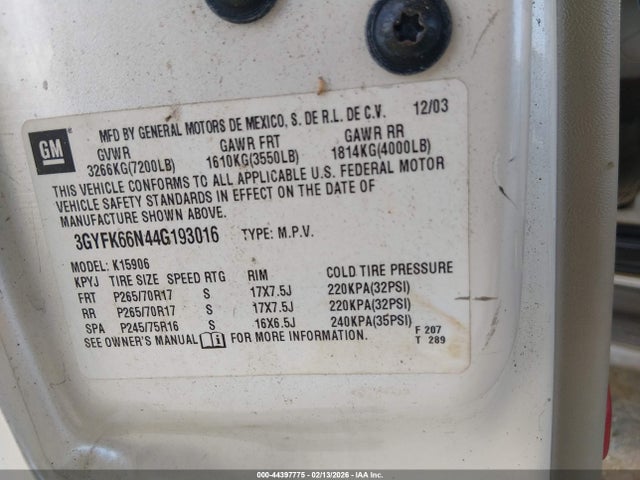 2004 CADILLAC ESCALADE ESV 3GYFK66N44G193016 Photo 8