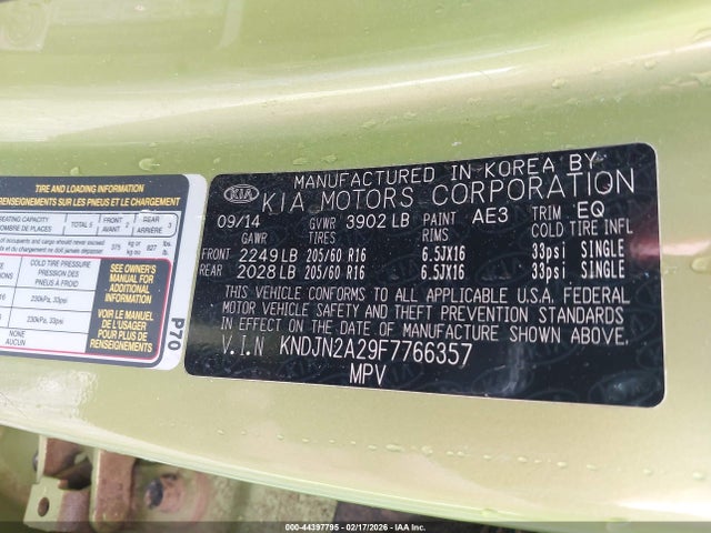 KNDJN2A29F7766357 KIA Soul