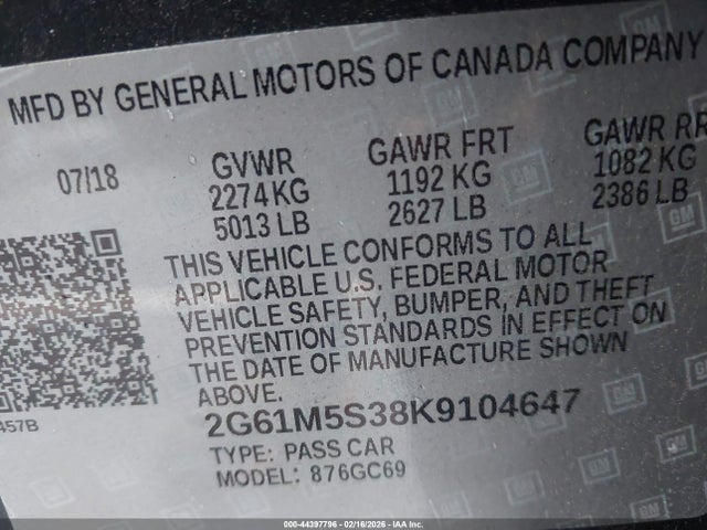 2019 CADILLAC XTS 2G61M5S38K9104647 Photo 8