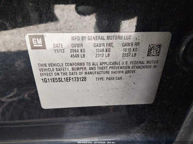 Aukcja sprzedaży 2014 Chevrolet Malibu 2lt, vin: 1G11E5SL1EF173128, numer aukcji: 44397834