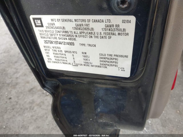 Aukcja sprzedaży 2004 Gmc Sierra 1500 Sle, vin: 2GTEK19T441314909, numer aukcji: 44397837