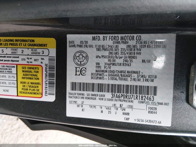 Ford Fusion Hybrid Titanium 2020 3FA6P0RU7LR182463 Image 9