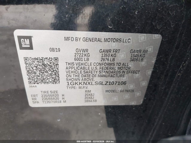 44397969 :رقم المزاد ، 1GKKNXLS6LZ107106 vin ، 2020 Gmc Acadia Awd Denali مزاد بيع