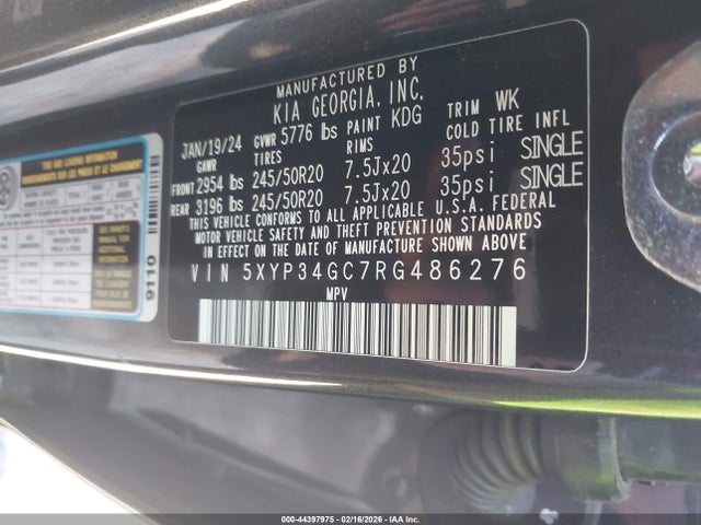 44397975 :رقم المزاد ، 5XYP34GC7RG486276 vin ، 2024 Kia Telluride Ex مزاد بيع