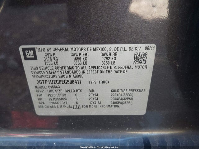 3GTP1UEC6EG508417 GMC Sierra 1500 Sle