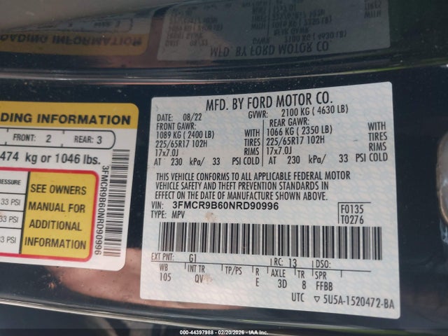 3FMCR9B60NRD90996 Ford Bronco Sport Big Bend