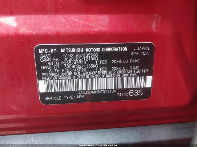 2022 MITSUBISHI OUTLANDER JA4J3UA83NZ013104 Photo 8
