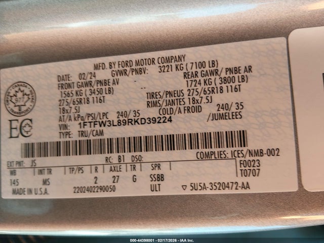 1FTFW3L89RKD39224 Ford F-150 Xlt