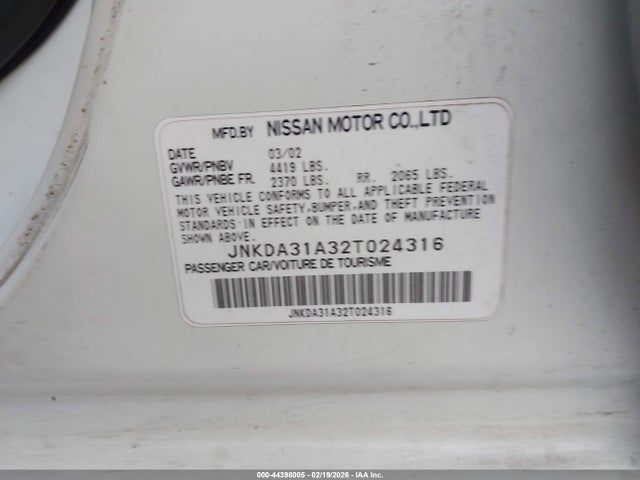 Aukcja sprzedaży 2002 Infiniti I35 Luxury, vin: JNKDA31A32T024316, numer aukcji: 44398005