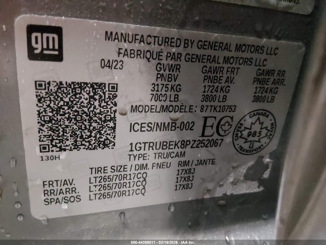 1GTRUBEK8PZ252067 GMC Sierra 1500 Sle