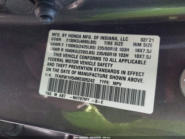 7FARW1H54ME005242 Honda Cr-v 2wd Ex