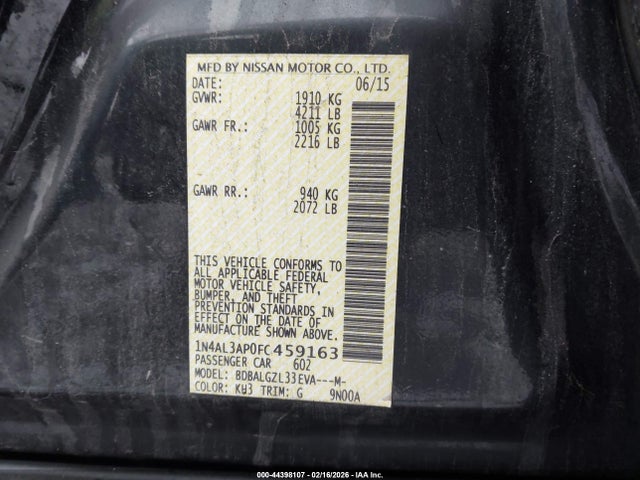 1N4AL3AP0FC459163 Nissan Altima 2.5 S