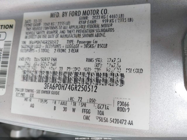 2016 FORD FUSION 3FA6P0H74GR250512 Photo 8