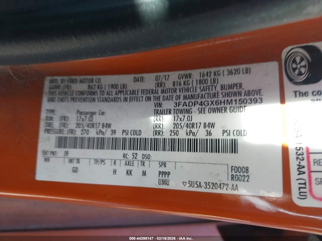 3FADP4GX6HM150393 Ford FIESTA ST