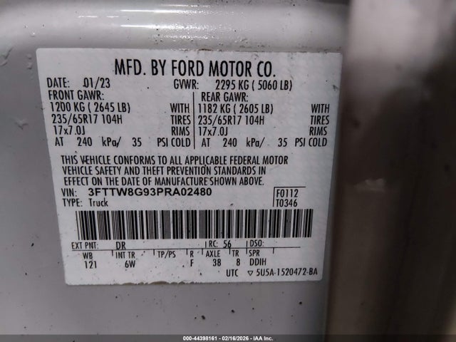 3FTTW8G93PRA02480 Ford Maverick Lariat