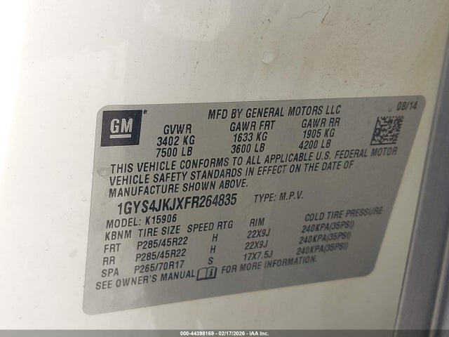 2015 CADILLAC ESCALADE ESV 1GYS4JKJXFR264835 Photo 8