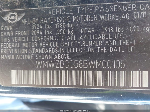 2011 MINI COOPER COUNTRYMAN WMWZB3C58BWM00105 Photo 8