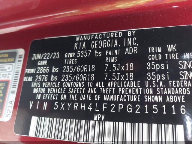 2023 KIA SORENTO 5XYRH4LF2PG215116 Photo 8