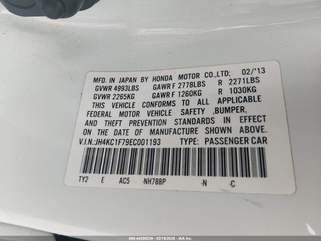 Продаж на аукціоні авто 2014 Acura Rlx, vin: JH4KC1F79EC001193, номер лоту: 44398239