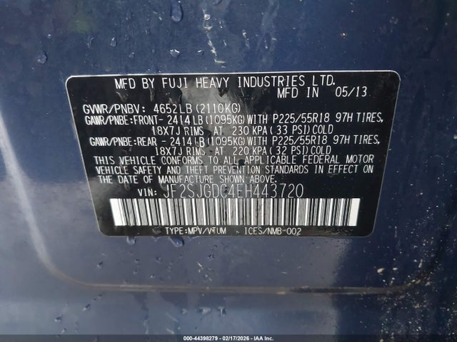 Продаж на аукціоні авто 2014 Subaru Forester 2.0xt Premium, vin: JF2SJGDC4EH443720, номер лоту: 44398279