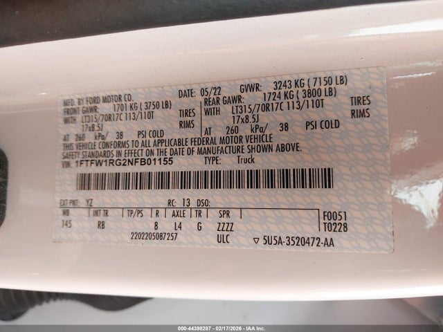 Ford F-150 Raptor 2022 1FTFW1RG2NFB01155 Image 9