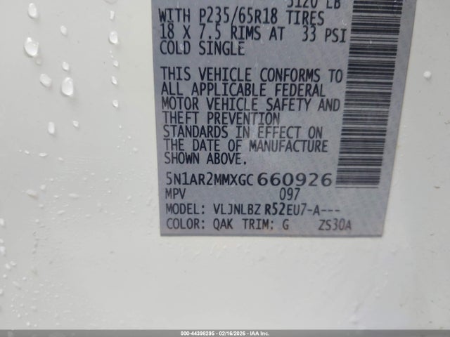 5N1AR2MMXGC660926 Nissan Pathfinder S