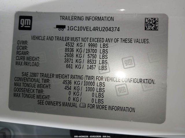 1GC10VEL4RU204374 Chevrolet Silverado Ev Work Truck