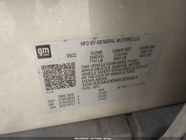 2022 GMC YUKON XL 1GKS2GKD0NR309924 Photo 8