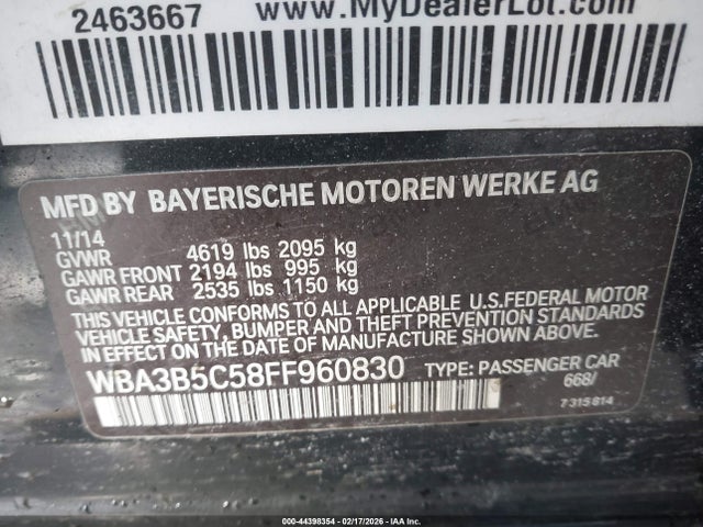Aukcja sprzedaży 2015 Bmw 328i Xdrive, vin: WBA3B5C58FF960830, numer aukcji: 44398354