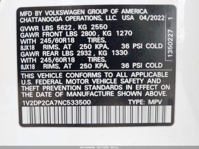 2022 VOLKSWAGEN ATLAS 1V2DP2CA7NC533500 Photo 8
