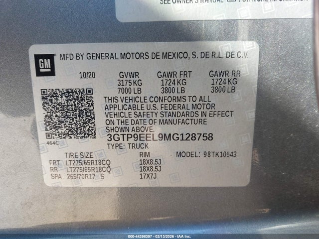 2021 GMC SIERRA 1500 3GTP9EEL9MG128758 Photo 8