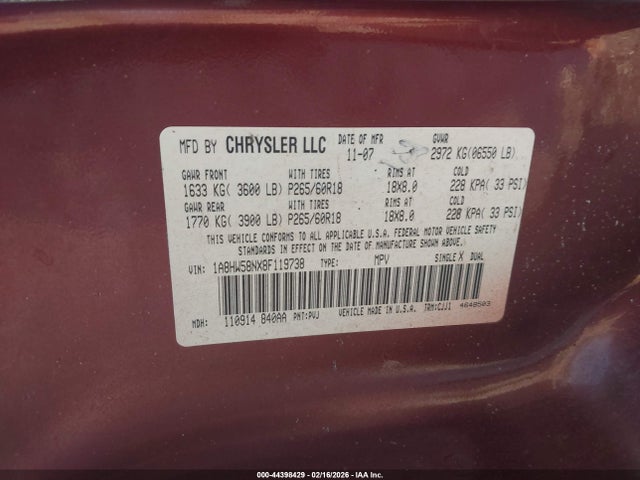 2008 CHRYSLER ASPEN 1A8HW58NX8F119738 Photo 8