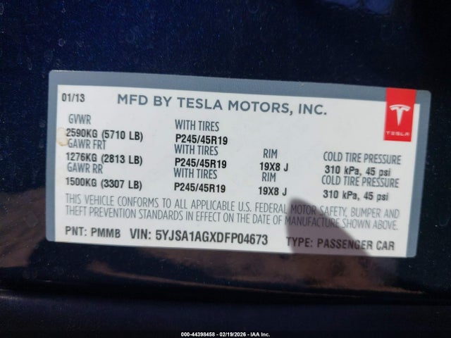 2013 TESLA MODEL S 5YJSA1AGXDFP04673 Photo 8