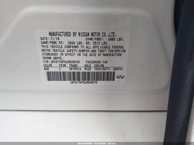 Продажа на аукционе авто 2020 Infiniti Q50 Luxe, vin: JN1EV7APXLM206079, номер лота: 44398484