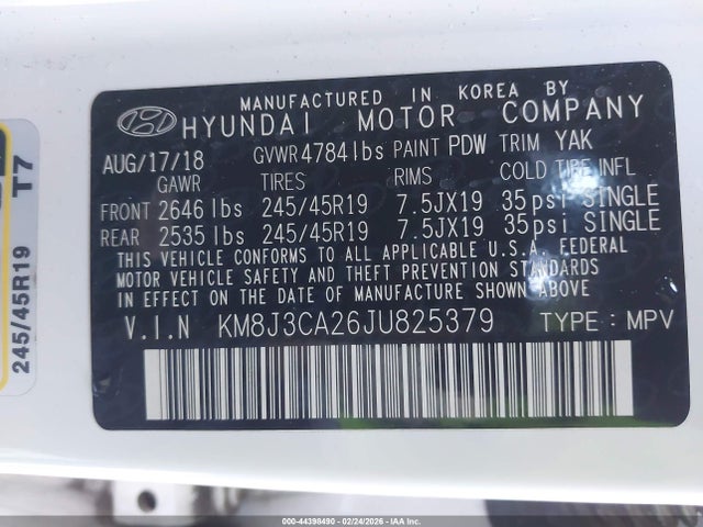 Aukcja sprzedaży 2018 Hyundai Tucson Limited, vin: KM8J3CA26JU825379, numer aukcji: 44398490