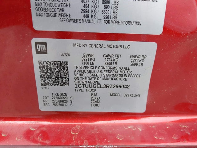 Aukcja sprzedaży 2024 Gmc Sierra 1500 4wd  Short Box Denali, vin: 1GTUUGEL3RZ266042, numer aukcji: 44398509
