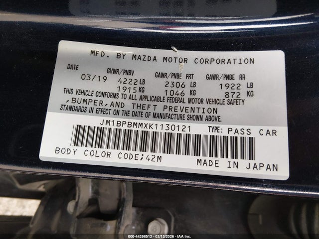 2019 MAZDA MAZDA3 JM1BPBMMXK1130121 Photo 8