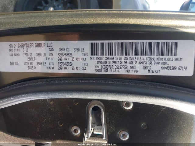 Продаж на аукціоні авто 2012 Ram 1500 Slt, vin: 1C6RD7GT1CS137758, номер лоту: 44398531