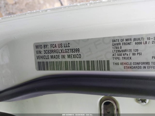Auction sale of the 2020 Ram 3500 Tradesman  4x4 8' Box, vin: 3C63RRGLXLG278399, lot number: 44398618