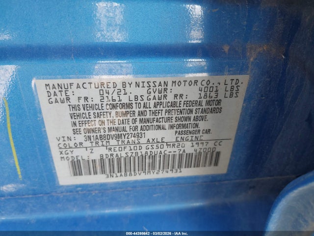 3N1AB8DV9MY274931 Nissan Sentra Sr Xtronic Cvt
