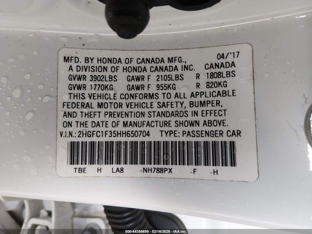 2HGFC1F35HH650704 Honda Civic Ex-t